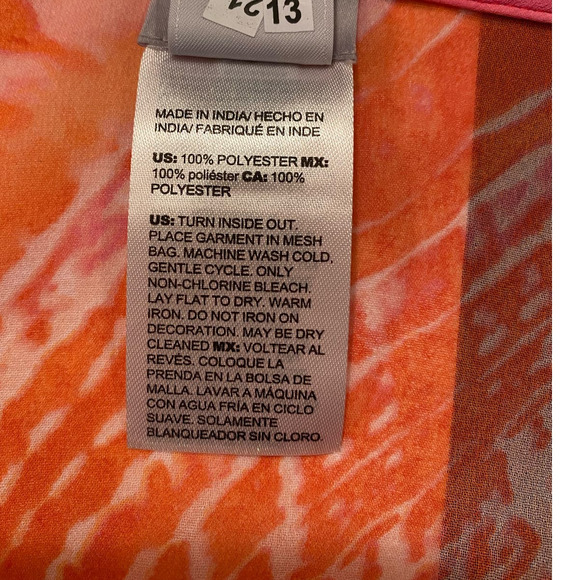 Chicos Sheer Tunic Top Coral‎ Pink Shirt Cover Up Beaded V Neck Long Sleeve 12 - Picture 9 of 10